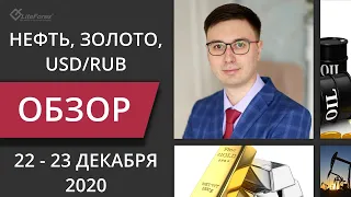 Цена на нефть, золото XAUUSD, курс доллар рубль USD/RUB. Форекс прогноз на 22-23 декабря