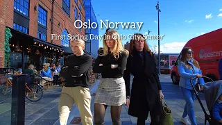 OSLO NORWAY, First Amazing Spring Day In Oslo City Senter🇳🇴 Virtual Walking Tour! 4K/60ftp