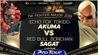 Echo Fox Tokido (Akuma) vs Red Bull Bonchan (Sagat) - TW Fighter Major 2018 Top 16 - SFV - CPT 2018