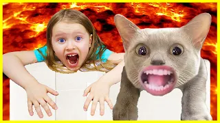 The Floor is Lava Challenge – Milli and dad Saves Cat from Lava