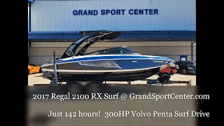 2017 Regal 2100 RX Surf with 300HP Volvo Penta Surf Drive, listed @ GrandSportCenter.com