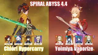 C0 Chiori Hypercarry & C0 Yoimiya Vaporize | Spiral Abyss 4.4 | Genshin Impact