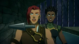 Teela and Andra vs  Clawful and  Spikor ( He-Man revelations by Netflix )