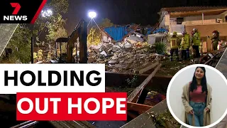 Rescuers hold out hope to find woman buried under rubble | 7 News Australia