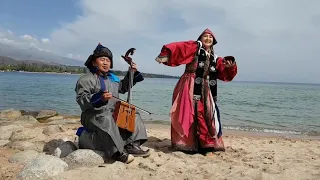 At the Issyk kul lake in Kyrgyzstan with the honorary dancer Odontuya Sh of Mongolia