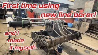 FIRST time using the self made line boring machine! JCB TM headstock repair.