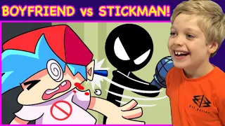 BOYFRIEND vs. STICKMAN?! Friday Night Funkin’ Logic - Cartoon Animation by GameToons - REACTION!