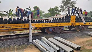 RAILWAY CONCRETE SLEEPER UNLOADING By AGENCY WORKERS