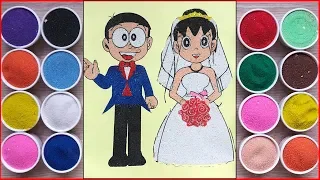 Colored Sand Painting Nobita & Shizuka the Bride and Groom - Toys for Kids (Chim Xinh)