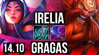 IRELIA vs GRAGAS (TOP) | 1200+ games, 9/2/6, Dominating | EUW Master | 14.10