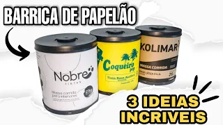 3 IDEIAS INCRÍVEIS PARA DECORAR REUTILIZANDO BARRICA DE PAPELÃO / DO LIXO AO LUXO COM CARA DE LOJA!