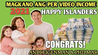 How much is the salary of Happy Islanders on youtube (Andi Eigenmann & Philmar Alipayo)