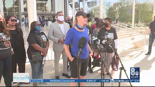 Crowd gathers outside City Hall calling for Fiore removal from office