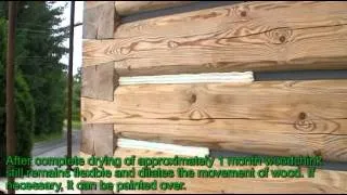 Woodchink - sealing log home with flat logs style English.flv