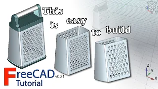 FreeCAD 0.21 Box grater (PartDesign, Draft and Part.)