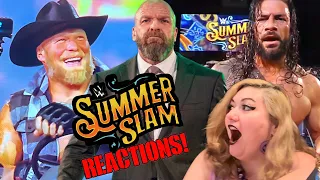 WWE SUMMERSLAM LIVE REACTIONS - BROCK LESNAR LIFTS RING with TRACTOR - TRIPLE H SAVES WWE!