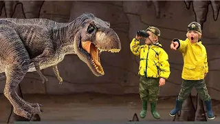 WE ARE GOING ON A T-REX HUNT| DINOSAURS Kids | Dinosaur Hunt | Sky and Finn