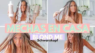 MECHAS EN CASA con BLONDME de Schwarzkopf + Matiz de mechas + Champú y Mascarilla azul Matrix