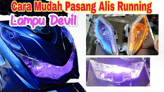 Pasang lampu Alis sein running + senja devil di beat deluxe