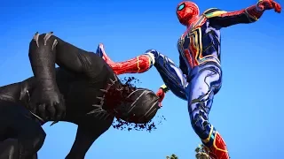 The Iron Spider-Man VS Black Panther Epic Battle | Grand Theft Auto V