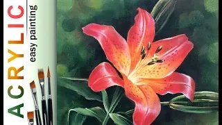 "Realistic Lilly" How to paint flower 🎨ACRYLIC tutorial DEMO