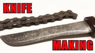 Damascus Knife Making Chain Knife Forging by Hand