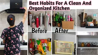 Habits To Keep Your Kitchen Clean And Organized |  Space Saving, No Cost Kitchen Organization Ideas