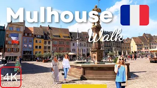 Mulhouse France Walking Tour 4K Alsace 2023 City Centre Street Walk Hotel de Ville