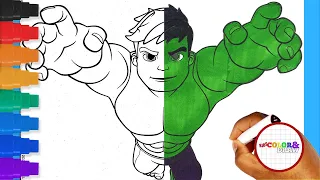 Coloring the Hulk from Marvel's Spidey and His Amazing Friends - Coloring Page | Episode 16