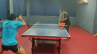 Harmeet Desai practising with my coach Sanjay Bhattacharya 🏓🏓