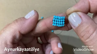 Kum boncuk elde dokuma (kareleme) tekniği öğretici video(seed bead hand weaving technique)