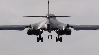 Slow motion B-1 Lancer recovering into RAF Fairford England