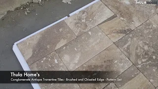 Conglomerate Antique Travertine Tiles - Brushed & Chiseled Edge - Pattern Set | Thula Home