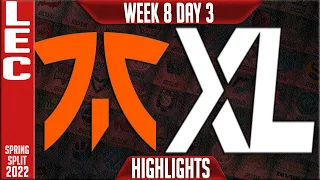 FNC vs XL Highlights | LEC Spring 2022 W8D3 | Fnatic vs Excel Esports