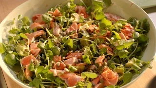 Salmon, avocado, watercress and pumpkin seed salad recipe - Simply Nigella: Episode 5 - BBC Two