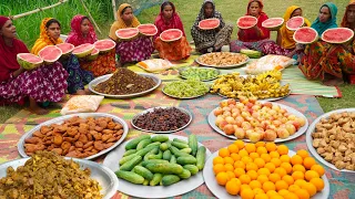 Bengali Traditional Muslim Ramadan Iftar & Dinner - Chicken Curry Rice, Huge Fruits & Spice Foods