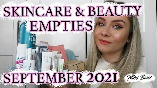 SKINCARE & BEAUTY EMPTIES SEPTEMBER 2021 | WHAT PRODUCTS I'VE USED UP & PRODUCT REVIEW | MISS BOUX