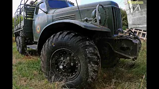 ZIL 157 . Engine Sound.  Old 6x6 military truck. Offroad truck.