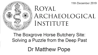 The Boxgrove Horse Butchery Site: Solving a Puzzle from the Deep Past - Dr Matthew Pope.