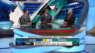 NHL Tonight:  Blues defense:  Blues even series at one thanks to their defensemen  May 13,  2019