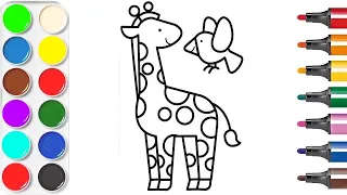 Dessiner Facilement Une Girafe Dessin Et Coloriage Apprendre les couleurs - Crayon Magique