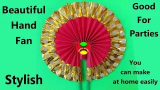 how to make hand fan easily DIY : paper fan