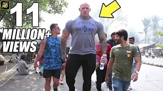 World Biggest Bodybuilder Martyn Ford Walking on Mumbai Streets