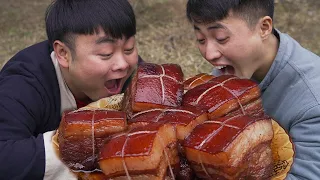 8 ponds of streaky meat to make a luxurious Dongpo meat,It's delicious to eat full of fat meat!