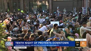 Powerful moment during day 10 of protesting in downtown Phoenix