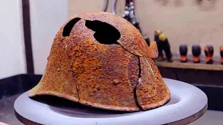 Broken World War II Helmet Restoration