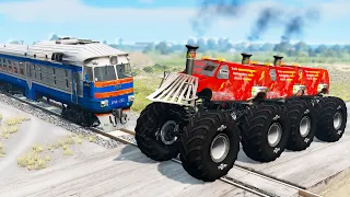 Railway Сrossing Train Сrashes #14 - Beamng drive