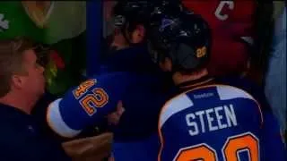 Alex Steen`s reaction to Toews Chirping and Seabrook laughing at the Backes injury