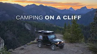 Camping on the edge of a cliff ALONE in my Jeep TJ [Cozy Summer Camping ASMR]