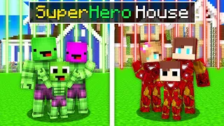 Maizen vs Mikey SUPERHERO FAMILY House Battle in Minecraft! - Parody Story(JJ and Mikey TV)